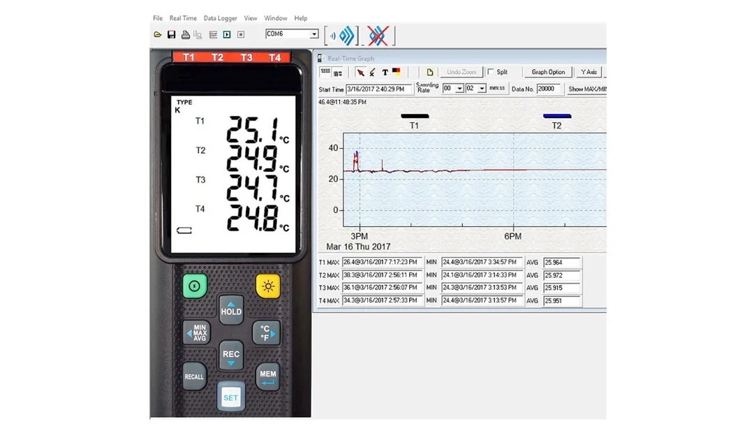 Máy đo nhiệt độ Bluetooth Datalog 4 kênh 800025 - Sper Scientific - Ảnh 4 | Le Quoc Equipment